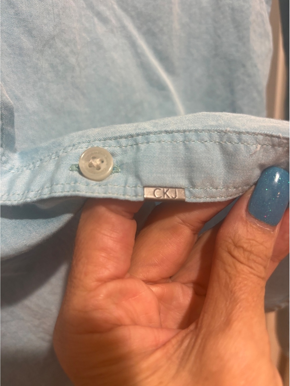 Calvin Klein Jeans Chambray Button Up Shirt Women’s Small Blue Cotton Top - Picture 4 of 8